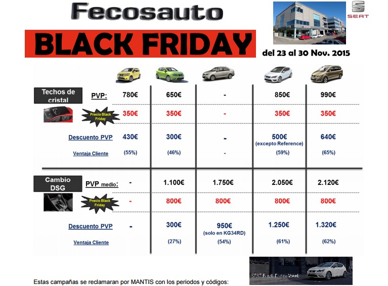 Fecosauto Concesionario Seat y Volkswagen Mollet del Vallès, Black friday 2015 ofertas