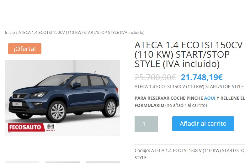 Compra tu SEAT todo 100% ONLINE, Fecosauto Seat Concesionario SEAT/Volkswagen, Mollet del Vallès, Barcelona, Ateca con descuento